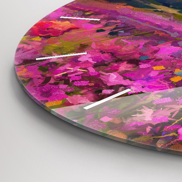 Kerek fali üvegóra Táj a természet és a virágok