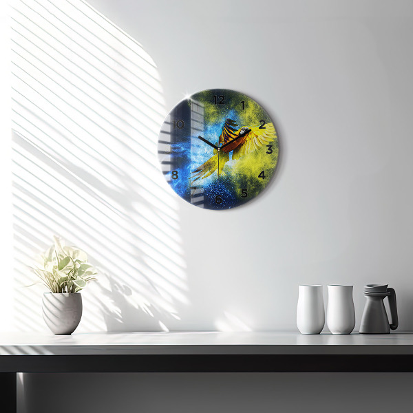 Kerek fali üvegóra Színes papagáj