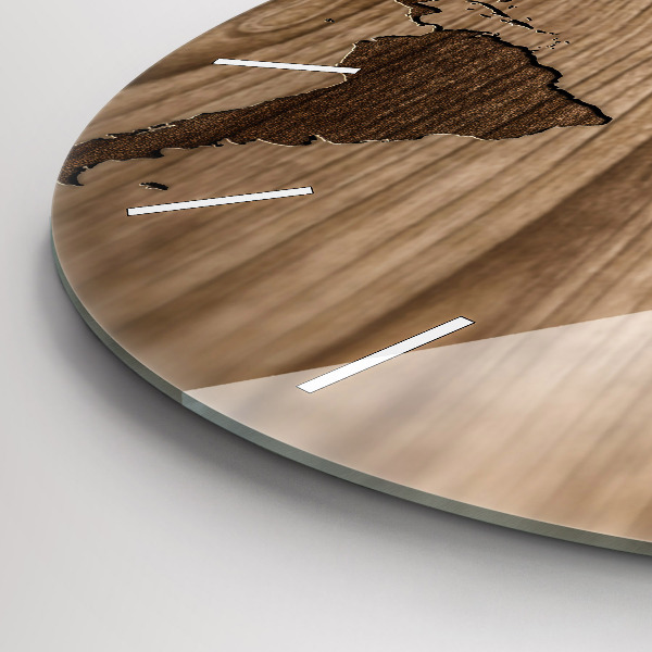 Kerek fali üvegóra Világtérkép fán