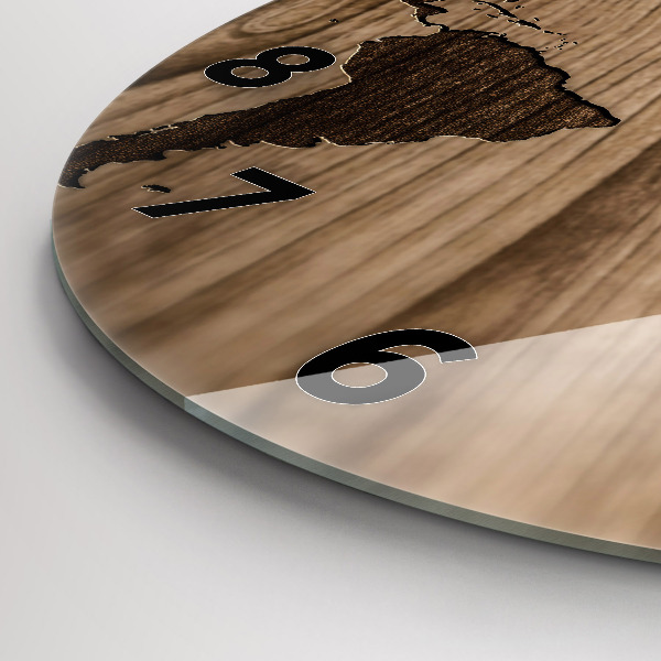 Kerek fali üvegóra Világtérkép fán