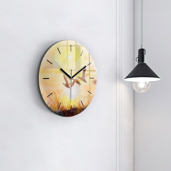 Kerek fali üvegóra Daruk naplementekor