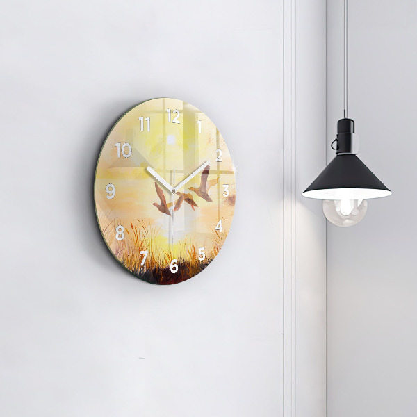 Kerek fali üvegóra Daruk naplementekor