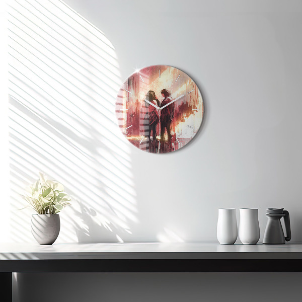 Kerek fali üvegóra Fiatal pár szerelmes