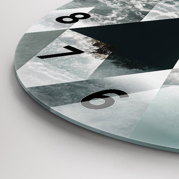 Kerek fali üvegóra Absztrakt tenger hullámai