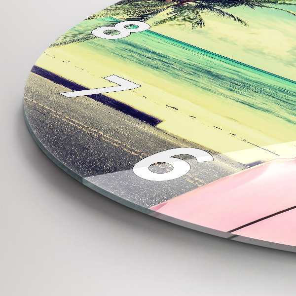 Kerek fali üvegóra Autó szörfdeszkával