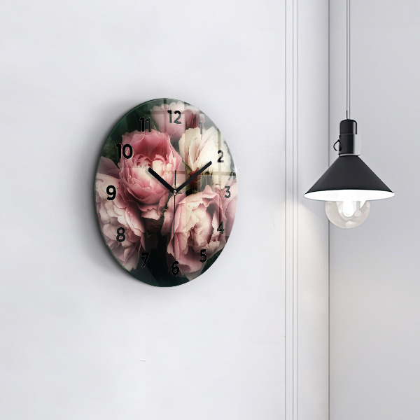 Kerek fali üvegóra Rózsaszín rózsa csokor