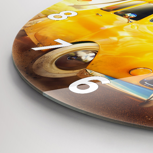 Kerek fali üvegóra Autó szörfdeszkával