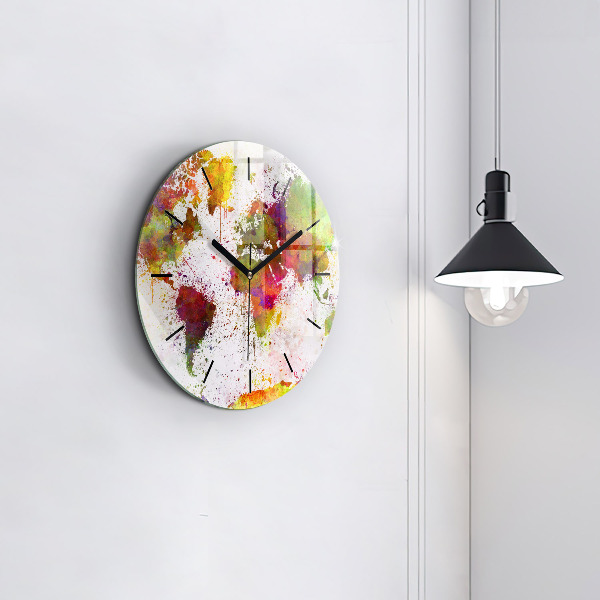 Kerek fali üvegóra Akvarell térkép a világról