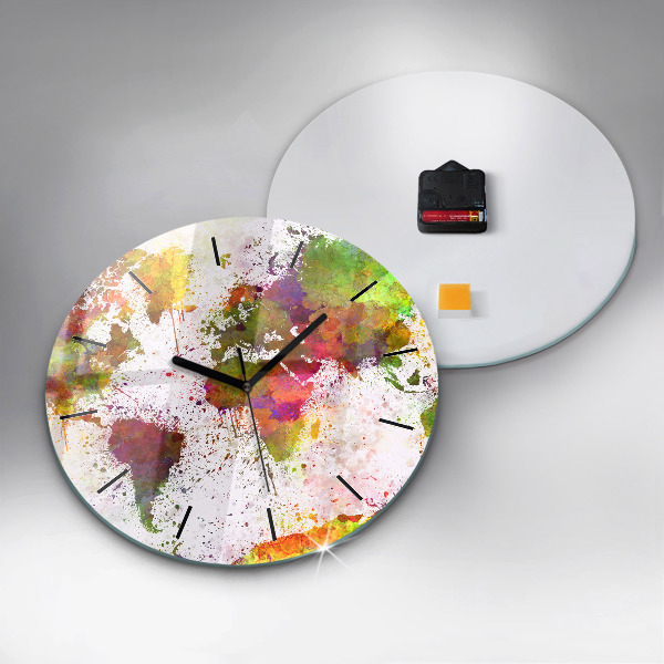 Kerek fali üvegóra Akvarell térkép a világról