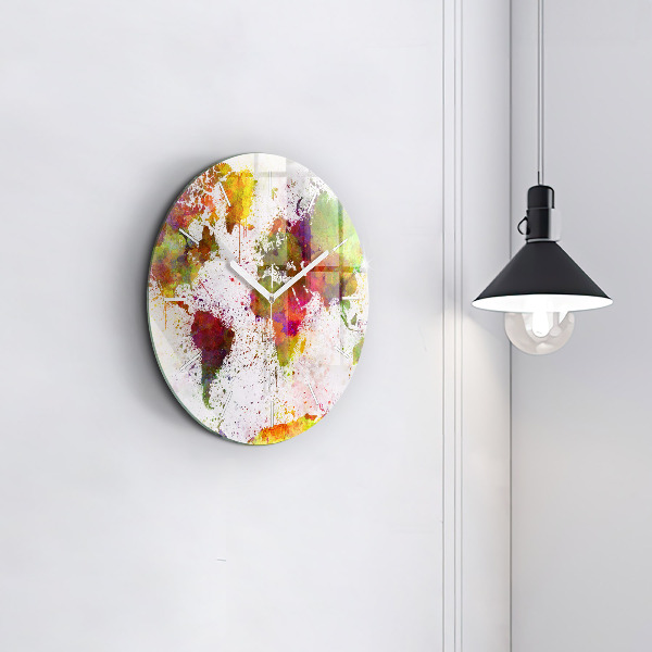 Kerek fali üvegóra Akvarell térkép a világról
