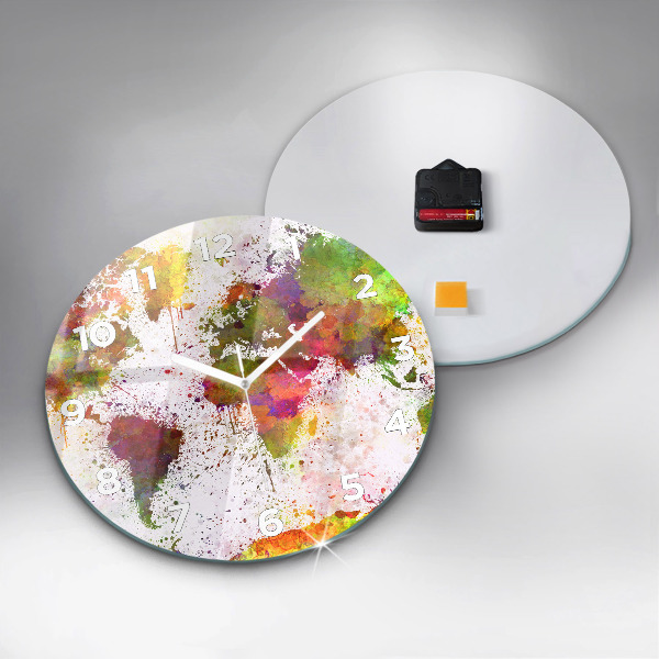 Kerek fali üvegóra Akvarell térkép a világról