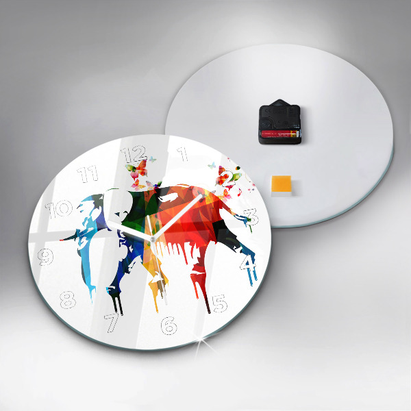 Kerek fali üvegóra Színes festett elefánt