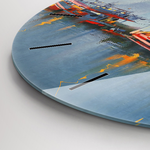 Kerek fali üvegóra Halászhajó a kikötőben