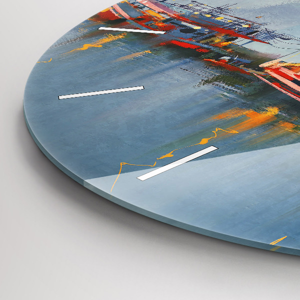 Kerek fali üvegóra Halászhajó a kikötőben