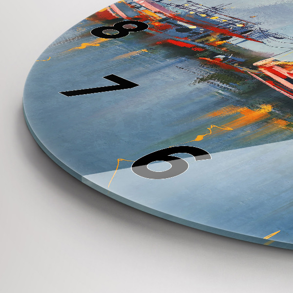 Kerek fali üvegóra Halászhajó a kikötőben