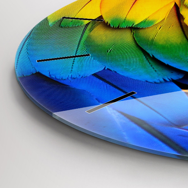 Kerek fali üvegóra Színes madárszárnyak