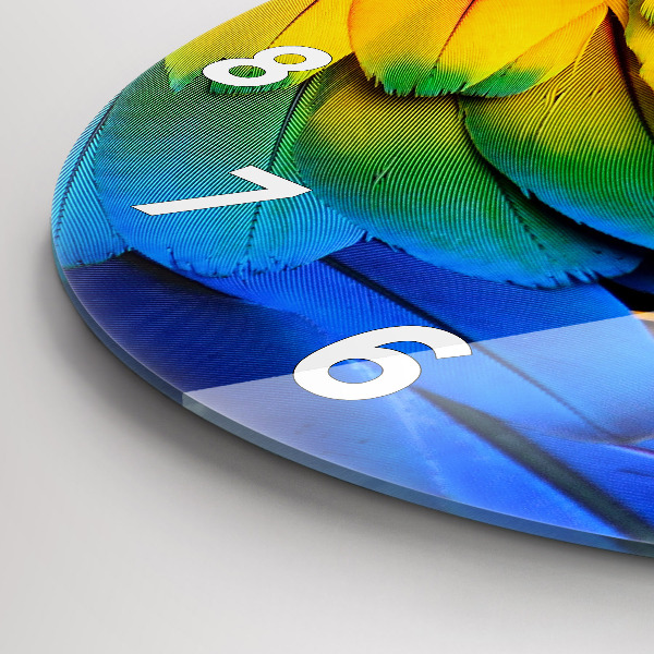 Kerek fali üvegóra Színes madárszárnyak