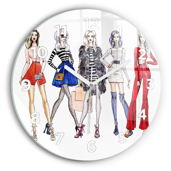 Kerek fali üvegóra Divatos lányok