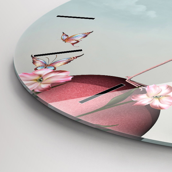 Kerek fali üvegóra Szürreális flamingó