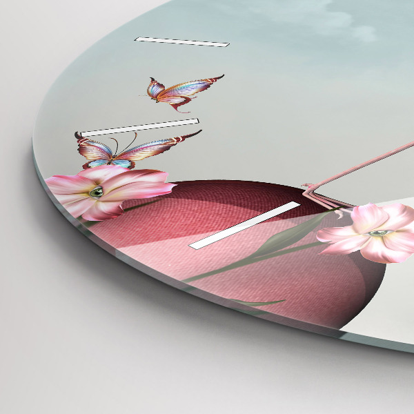 Kerek fali üvegóra Szürreális flamingó