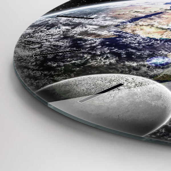 Kerek fali üvegóra Föld Hold Nap