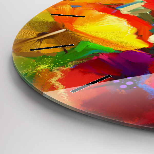 Kerek fali üvegóra Színes pipacsok