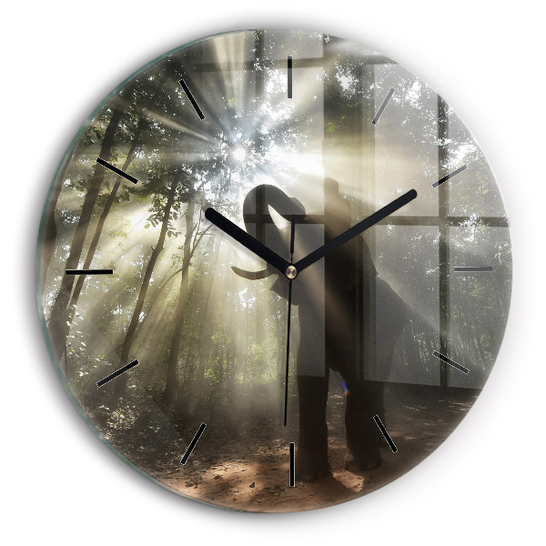 Kerek fali üvegóra Elefánt a dzsungelben