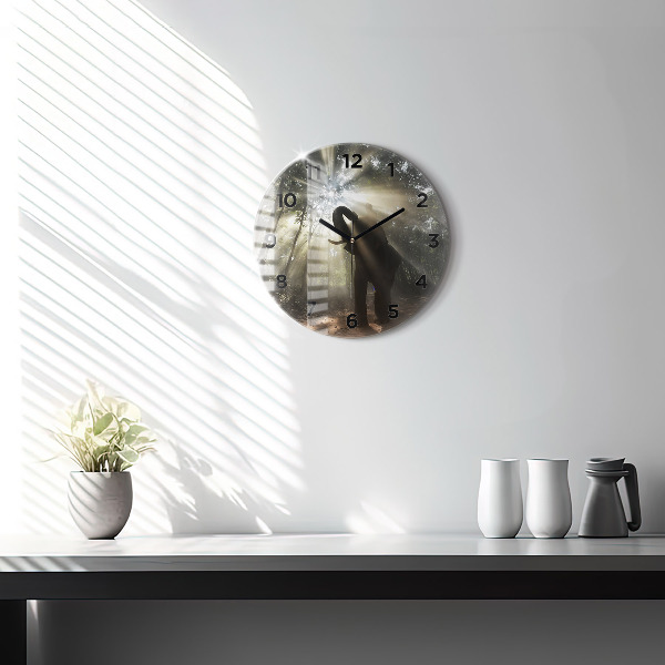 Kerek fali üvegóra Elefánt a dzsungelben