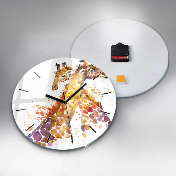 Kerek fali üvegóra Zsiráf - akvarell