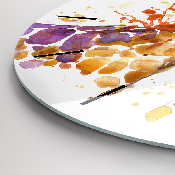 Kerek fali üvegóra Zsiráf - akvarell