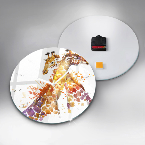 Kerek fali üvegóra Zsiráf - akvarell
