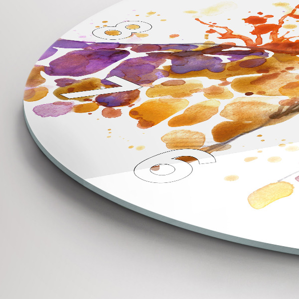 Kerek fali üvegóra Zsiráf - akvarell