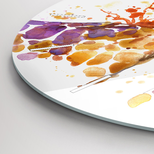 Kerek fali üvegóra Zsiráf - akvarell