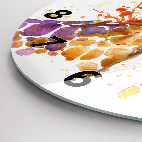 Kerek fali üvegóra Zsiráf - akvarell