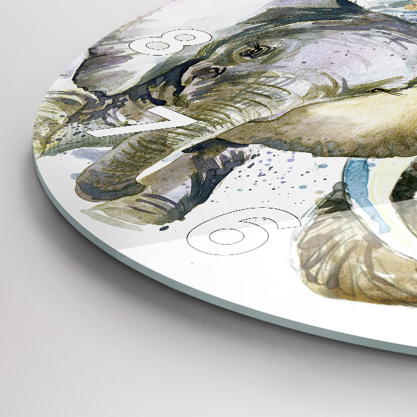 Kerek fali üvegóra Festett állatok elefántok