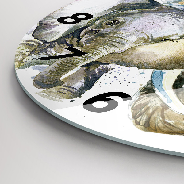 Kerek fali üvegóra Festett állatok elefántok