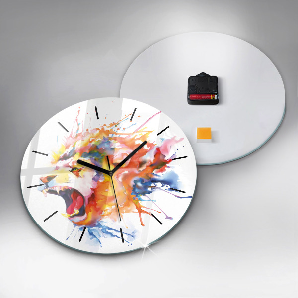 Kerek fali üvegóra Oroszlán - akvarell