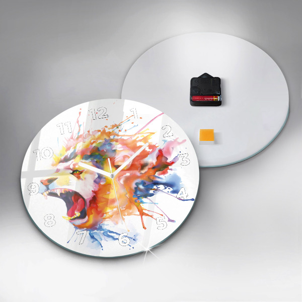 Kerek fali üvegóra Oroszlán - akvarell