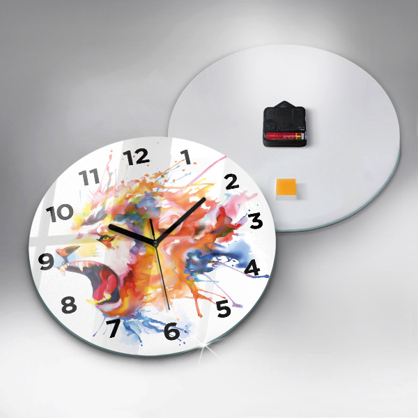 Kerek fali üvegóra Oroszlán - akvarell