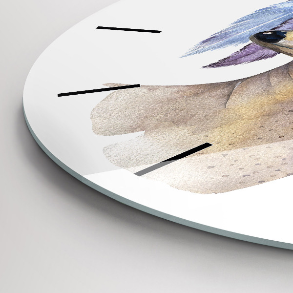 Kerek fali üvegóra Szarvas fej és virágok