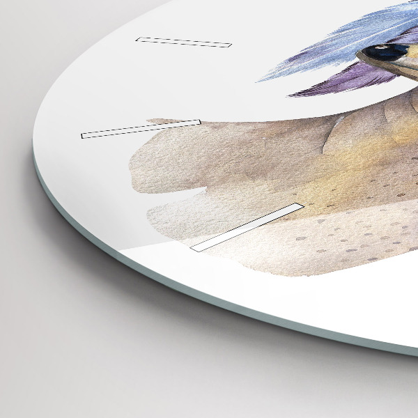 Kerek fali üvegóra Szarvas fej és virágok