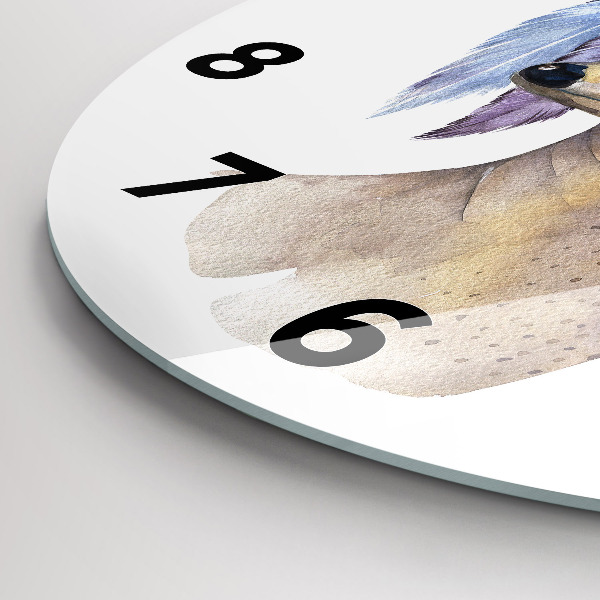 Kerek fali üvegóra Szarvas fej és virágok