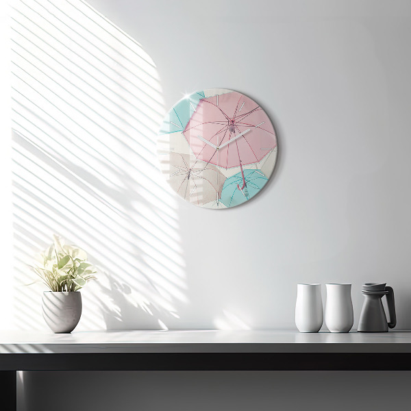 Kerek fali üvegóra Pasztell színű esernyők