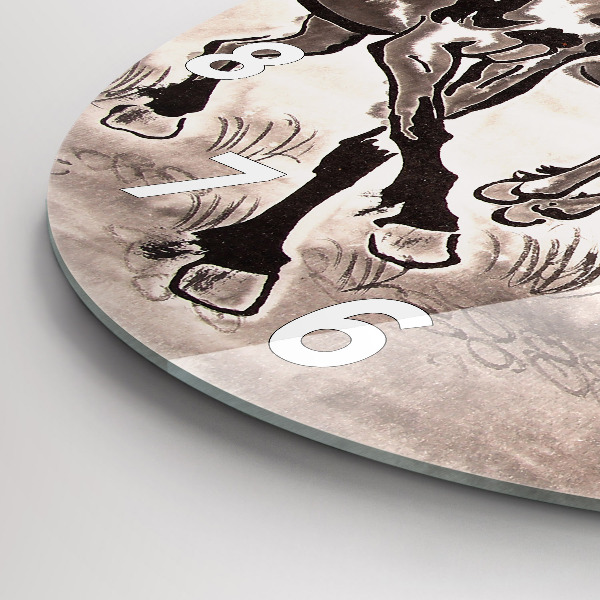 Kerek fali üvegóra Vágtató lovak