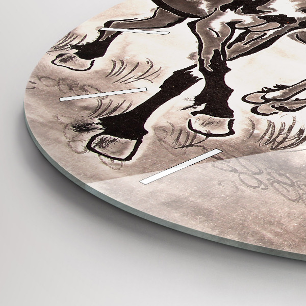 Kerek fali üvegóra Vágtató lovak