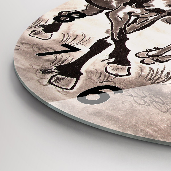 Kerek fali üvegóra Vágtató lovak