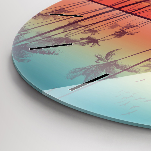 Kerek fali üvegóra Trópusi pálmafák