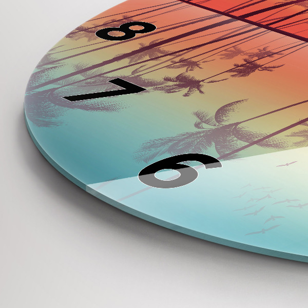 Kerek fali üvegóra Trópusi pálmafák