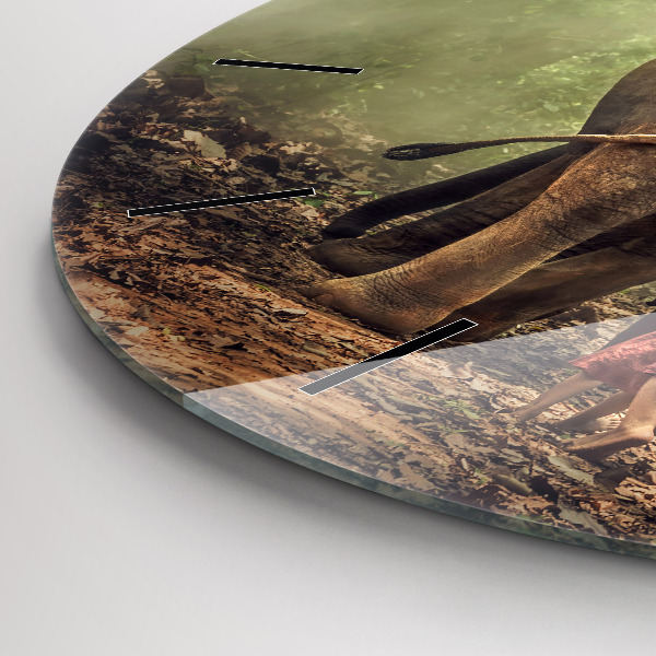 Kerek fali üvegóra Elefántot vezető gyerekek