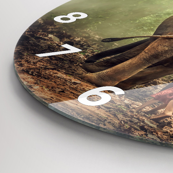 Kerek fali üvegóra Elefántot vezető gyerekek